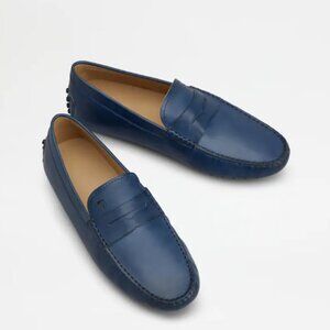 TOD'S Gommino Driving Loafer Hand Stitched Leather Navy Size 39.5